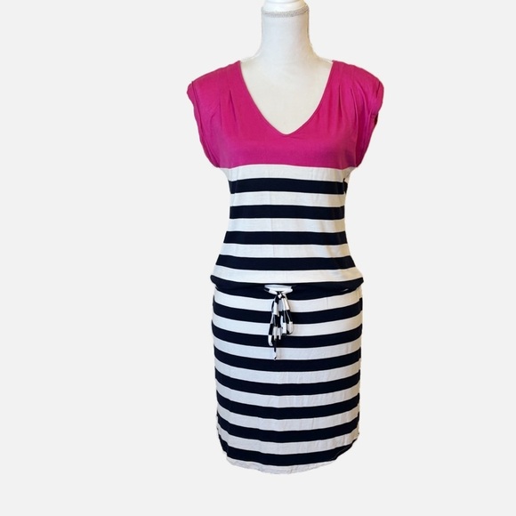 Tori Richard Alyssa Mini Striped V-neck Dress with Stretch Women’s Small - Picture 2 of 10